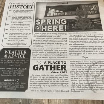 Ginger and Baker - Cute menu in the form of a newspaper! - Cafes Near Me - Fort Collins, Colorado Ginger and Baker - Cute menu in the form of a newspaper! - Cafes Near Me - Fort Collins, Colorado