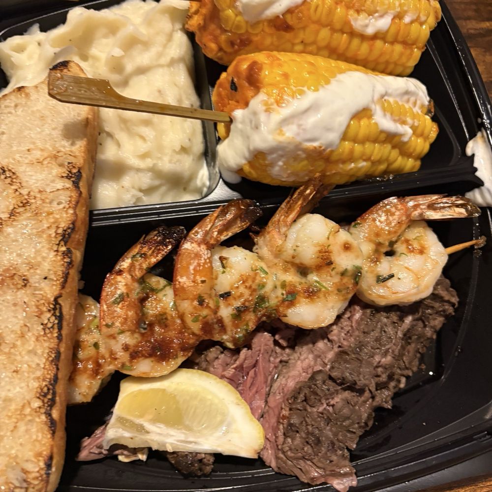 Surf & Turf, Chili Lime Corn on the Cob, Mashed Organic Potatoes Surf & Turf, Chili Lime Corn on the Cob, Mashed Organic Potatoes
