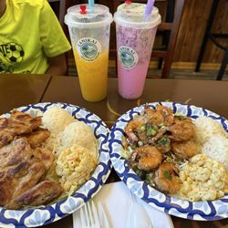 Chicken Combo, Garlic Shrimp, Mango Sunset, Matcha Dragon Fruit & Mango