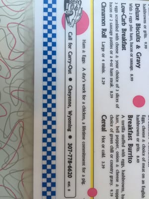 Menu photo 6 Penny's Diner Cheyenne, WY