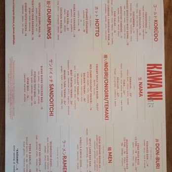Kawa Ni - main menu - Izakaya Near Me - Denver, Colorado Kawa Ni - main menu - Izakaya Near Me - Denver, Colorado
