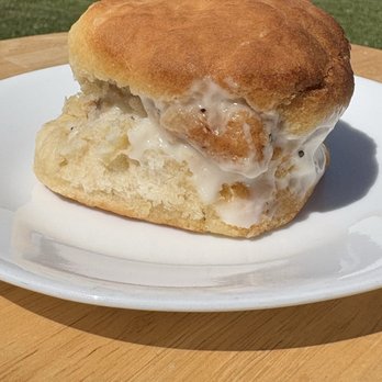 Connie’s Chicken - Gravy covered Chicken biscuit - Breakfast & Brunch Near Me - Tupelo, Mississippi