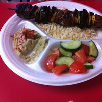 D's Mediterranean Grill - Lamb kabob plate with baba ganoush and Lebanese salad - Mediterranean Near Me - Waco, Texas