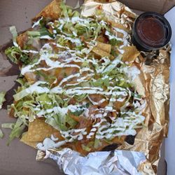 Antlers Fireside Grill - Unconventional nachos- may have slid around in the way home, but so delicious! Loved the salsa