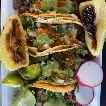 Pepes Tacos - a variety of tacos in a styrofoam container - Tacos Near Me - San Diego, California Pepes Tacos - a variety of tacos in a styrofoam container - Tacos Near Me - San Diego, California