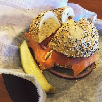 Bruegger's Bagels - Smoked salmon breakfast bagel ~yum! - Bagels Near Me - Brea, California