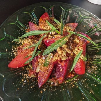 Popoca - Stone fruit and beets en alguashte. - Salvadoran Near Me - Oakland, California