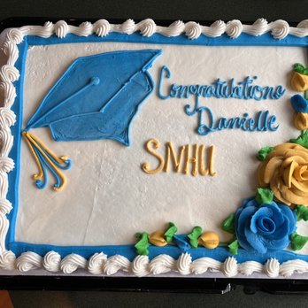 Round Table Pizza - graduation cake with blue and white frosting - Pizza Near Me - Foothill Ranch, California Round Table Pizza - graduation cake with blue and white frosting - Pizza Near Me - Foothill Ranch, California