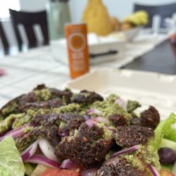 Dametra Fresh Mediterranean - Falafel Salad with barely any dressing.