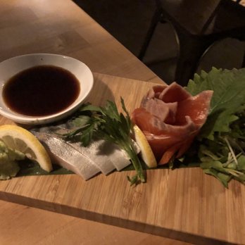 Yoroshiku - Shime-saba and sockeye salmon sashimi - Ramen Near Me - Seattle, Washington Yoroshiku - Shime-saba and sockeye salmon sashimi - Ramen Near Me - Seattle, Washington