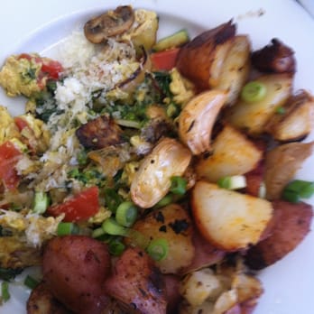 Tea Room Cafe - 12/30/12 Brunch. Pesto scramble with vegetables. - Coffee & Tea Near Me - Petaluma, California Tea Room Cafe - 12/30/12 Brunch. Pesto scramble with vegetables. - Coffee & Tea Near Me - Petaluma, California