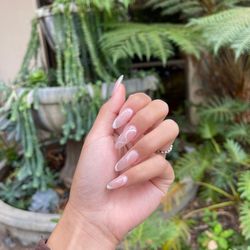 Gardena Nails - Pink acrylic nails with custom design