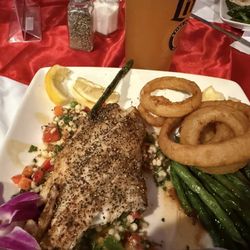 Sidewalks Saloon & Grill - I ordered the Orange Roughy with onion rings. There was a mix of quinoa and vegetables that the fish was set on. It was an excellent pairing