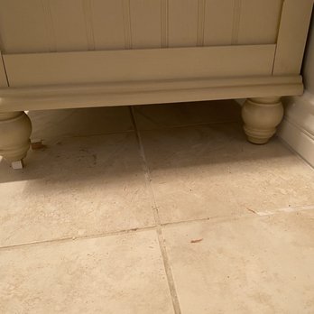 Baldwin Builders - Small blocks of wood under the vanity feet to level it. - General Contractors Near Me - Covina, California Baldwin Builders - Small blocks of wood under the vanity feet to level it. - General Contractors Near Me - Covina, California