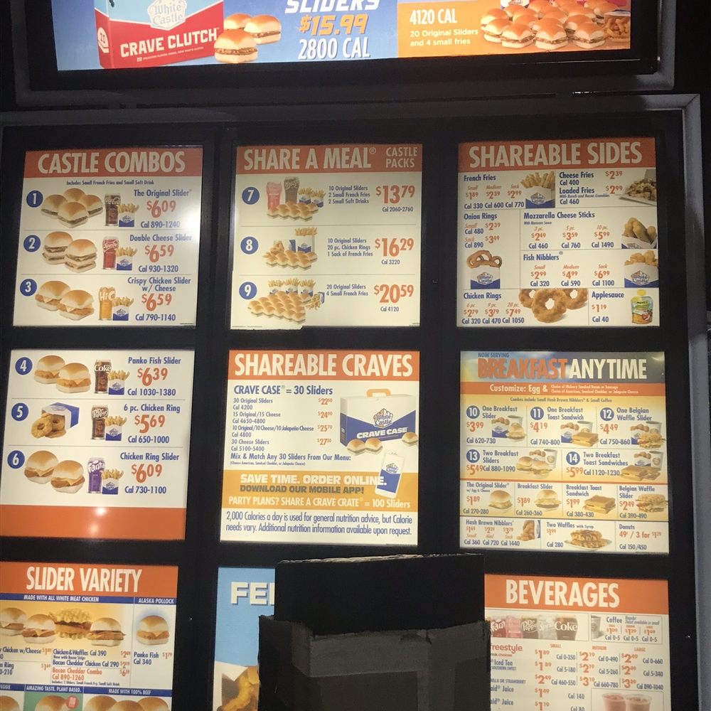 the menu of a fast food restaurant