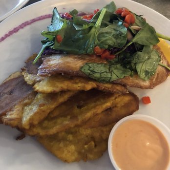 Cinco Restaurant - Salmon with tostones - Puerto Rican Near Me - Aguadilla, Puerto Rico Cinco Restaurant - Salmon with tostones - Puerto Rican Near Me - Aguadilla, Puerto Rico