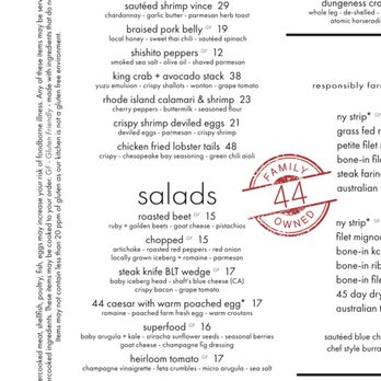 Steak 44 - Menu. - Steakhouses Near Me - Phoenix, Arizona Steak 44 - Menu. - Steakhouses Near Me - Phoenix, Arizona