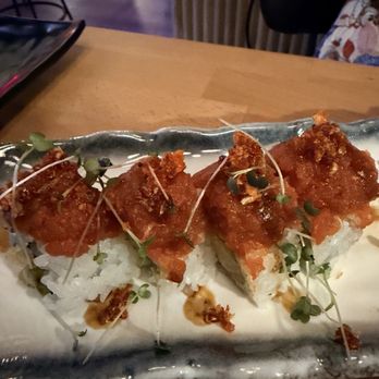Dau Sushi - Our custom Chronic Roll. Spicy tuna, tempura shrimp avocado and crusted garlic on top. - Sushi Bars Near Me - Leander, Texas