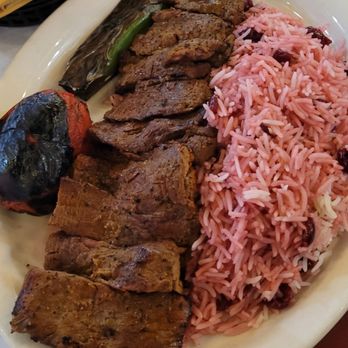 Raffi's Place - Barg Kabob (Fillet Mignon) plate with Cherry Rice - Middle Eastern Near Me - Glendale, California