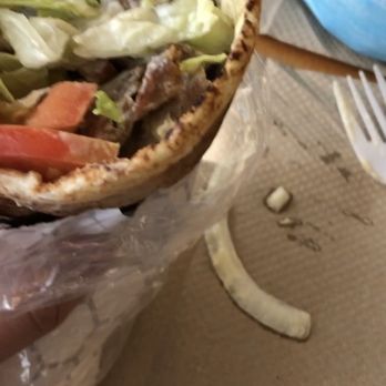 Queen Donair - Combo 1 -- Regular Donair w/ Cheese and onions, despite requesting none be in it. - Fast Food Near Me - Edmonton, Alberta