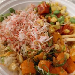 Poke Pop - 2 scoop poké bowl with white rice and spicy salmon and spicy tuna