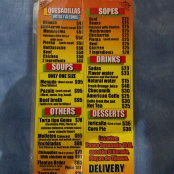 Las Quesadillas - Menu in English and Spanish - Mexican Near Me - Tijuana, BCN