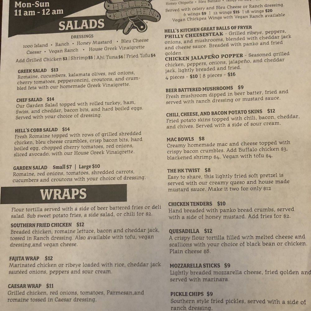 Hell's Kitchen - Menu - American Near Me - Wilmington, North Carolina