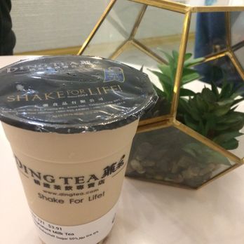 Ding Tea Duluth - Signature milk tea (3.55) with golden boba (0.55) , half sugar, no ice - Coffee & Tea Near Me - Duluth, Georgia