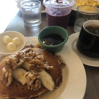 Café Lido - Banana Pancakes with Walnuts. Absolutely Devine! So good! - Mediterranean Near Me - Santa Barbara, California