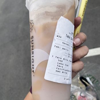 Sunright Tea Studio - Eastvale - Delicious drink! I had the taro milk tea with taro and oat milk. - Bubble Tea Near Me - Eastvale, California Sunright Tea Studio - Eastvale - Delicious drink! I had the taro milk tea with taro and oat milk. - Bubble Tea Near Me - Eastvale, California