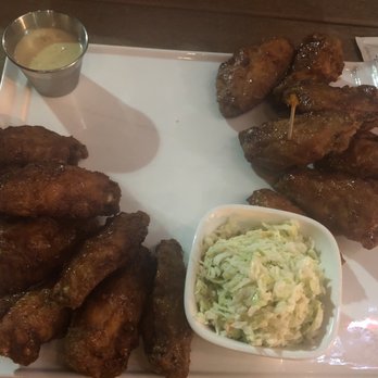 Bonchon Navy Yard - Sample wing selection and coleslaw - Chicken Wings Near Me - Washington, DC, District of Columbia