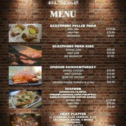 Beastmode BBQ and Seafood - Menu