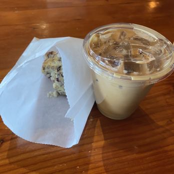 Manifesto Coffee - Blueberry scone and vanilla iced latte. - Coffee Roasteries Near Me - Tacoma, Washington Manifesto Coffee - Blueberry scone and vanilla iced latte. - Coffee Roasteries Near Me - Tacoma, Washington