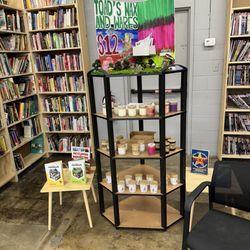 2nd Chance Books - A display within the store of Toad's Wax and Wares home made candles.