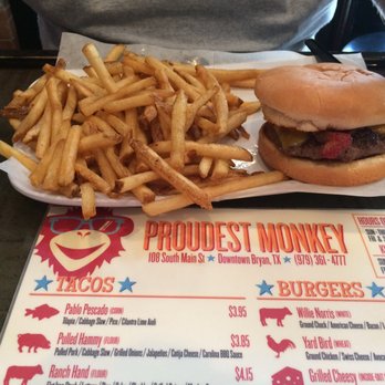 Proudest Monkey - They may not be the biggest burgers in BCS but they are by far the tastiest!! The fries can't be beat either. - Burgers Near Me - Bryan, Texas