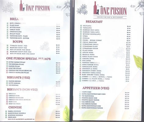Menu photo 1 One Fusion Argyle, TX Menu photo 1 One Fusion Argyle, TX