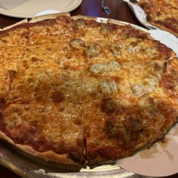 Half cheese and half sausage.