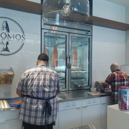 Behind the counter at Solomos