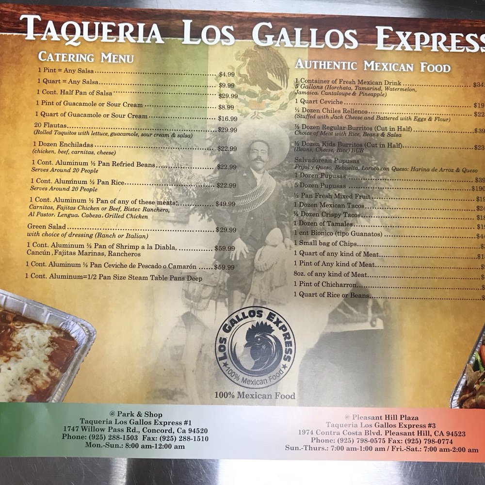 Taqueria Los Gallos Express - Catering menu - Mexican Near Me - Concord, California Taqueria Los Gallos Express - Catering menu - Mexican Near Me - Concord, California