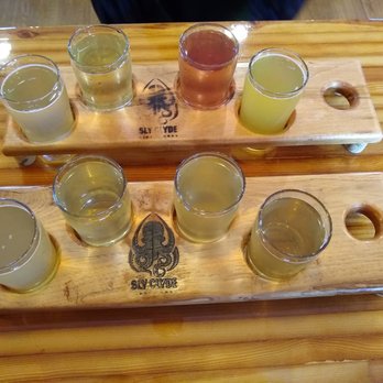 Sly Clyde Ciderworks - The flights in which I picked the three I liked the most - Cideries Near Me - Hampton, Virginia Sly Clyde Ciderworks - The flights in which I picked the three I liked the most - Cideries Near Me - Hampton, Virginia