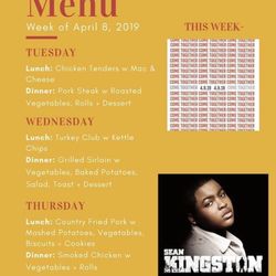 Kappa Alpha Order - Example menu from Spring 2019