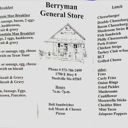 Berryman General Store - Menu