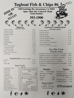 Menu photo 6 Tugboat Fish and Chips 6 Sacramento, CA Menu photo 6 Tugboat Fish and Chips 6 Sacramento, CA