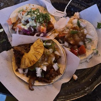 Tacoa Tacos Y Tequila - Al pastor taco (in the front) - Mexican Near Me - Sacramento, California Tacoa Tacos Y Tequila - Al pastor taco (in the front) - Mexican Near Me - Sacramento, California