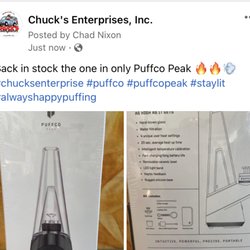 Chuck's Enterprises - Puffco Peak in stock a smart Rig.