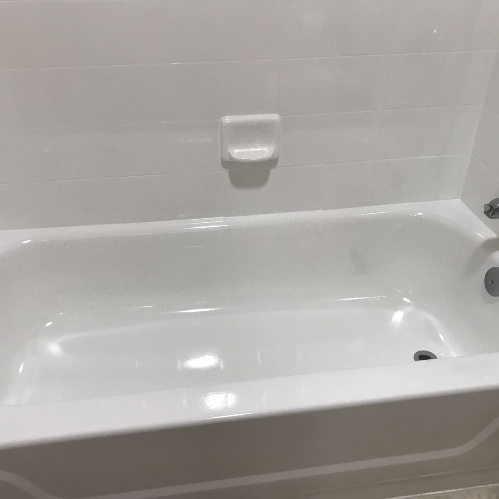 Axa Resurfacing - Finished coating application to tile walls and tub.     Tenants love finished product. - Refinishing Services Near Me