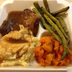 Prince William Cafe - Meat loaf and mashed potatoes and gravy, Asparagus, and squash