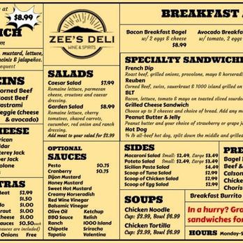 Zee's Deli Wine and Spirits - Our English menu board - Delis Near Me - Kentfield, California Zee's Deli Wine and Spirits - Our English menu board - Delis Near Me - Kentfield, California
