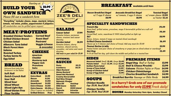 Menu photo 2 Zee's Deli Wine and Spirits Kentfield, CA Menu photo 2 Zee's Deli Wine and Spirits Kentfield, CA