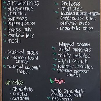 ICICLES - Toppings menu - Ice Cream & Frozen Yogurt Near Me - Gilroy, California